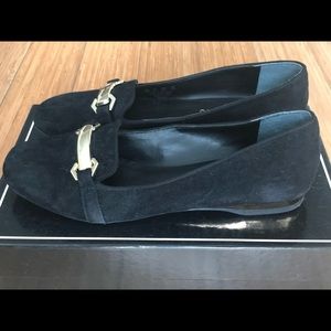 FRANCO SARTO Black Suede Flat Loafers sz. 6.5